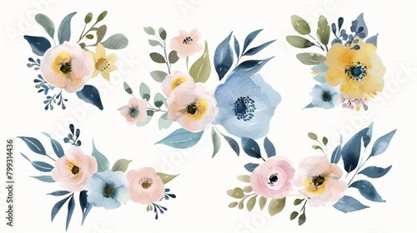 Obraz Delicate Floral Bouquet Illustration Generative AI