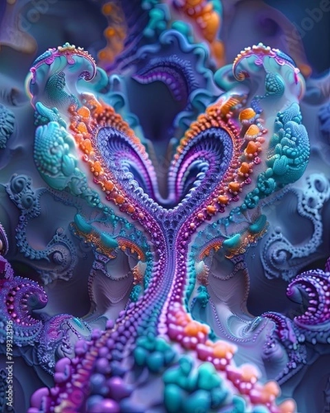 Fototapeta Vibrant Fractal Heart Shape Pattern