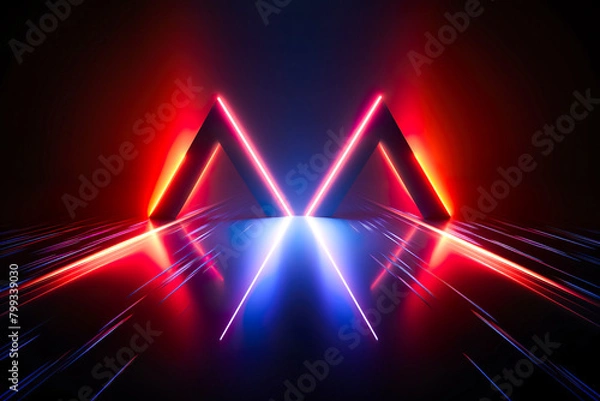 Obraz Futuristic Neon Triangle Light Display
