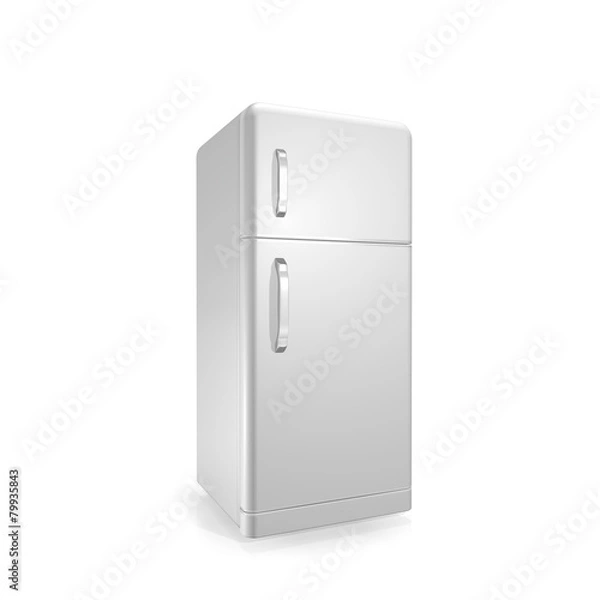 Fototapeta white  fridge on a white background