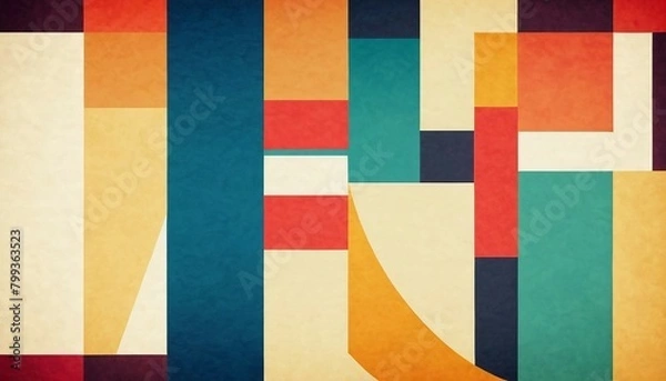 Fototapeta Suprematism-inspired background with abstract shapes arranged in a dynamic composition.