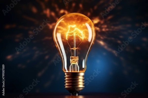 Obraz Glowing Light Bulb with Idea Sparks