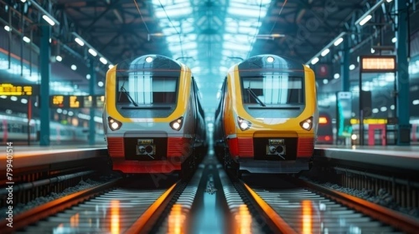 Fototapeta Revolutionizing Transportation Digital Twin Technology Optimizes Railway Efficiency with Virtual Train Models and SEO Analytics