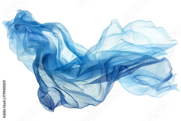 Obraz Elegant Blue Fabric Floating Gracefully Against a transparent background