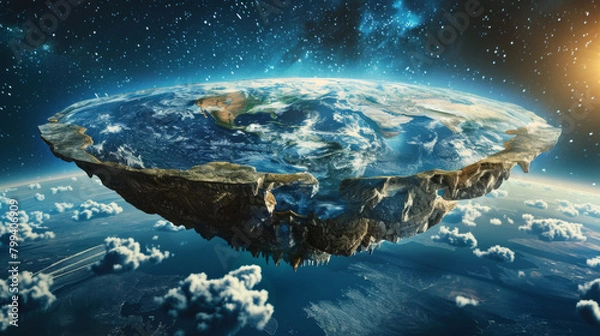 Fototapeta A flat earth concept from outer space