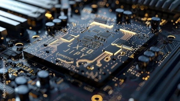 Obraz Powering the Future CloseUp of Advanced AI Chipsets in Motherboard Technology Innovation and DecisionMaking Hardware for SEO Optimization