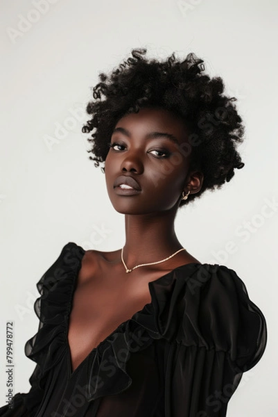 Fototapeta Black Fashion Model, Generative AI