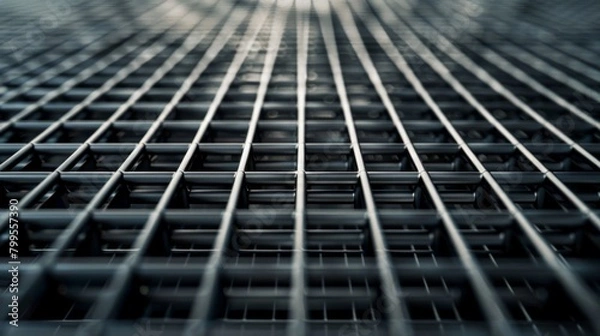 Fototapeta Monochromatic Harmony: A Striking Black and White Image Showcasing a Grid of Square Forms