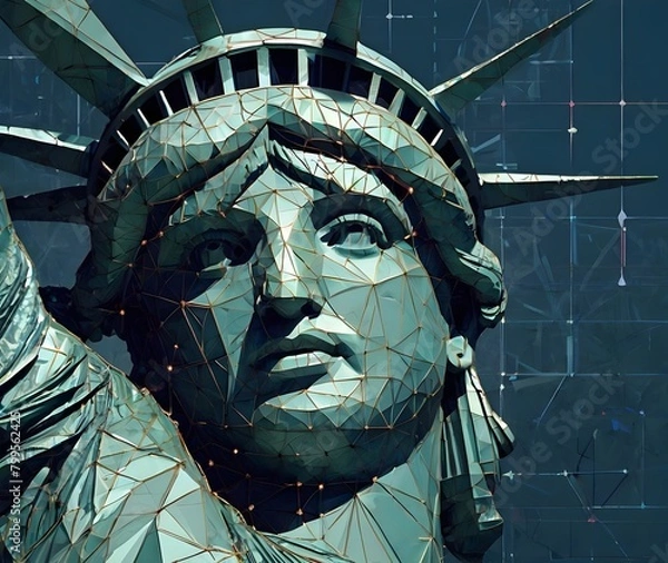 Fototapeta Statue of Liberty in New York City from particles line
