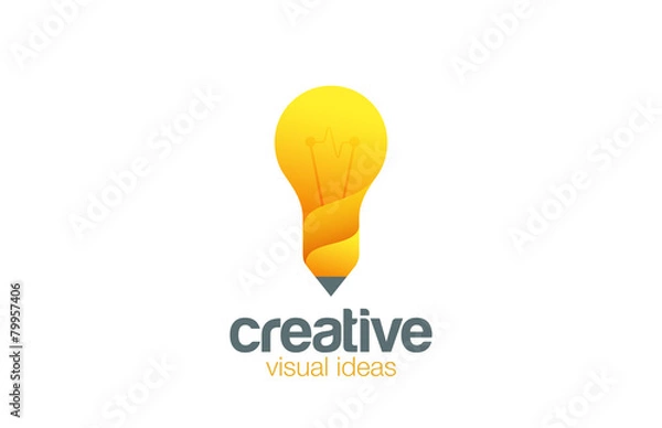 Obraz Lamp & Pencil Logo Creative idea Bright symbol vector