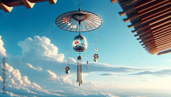 Fototapeta 風鈴と夏の空.  AI generated.
