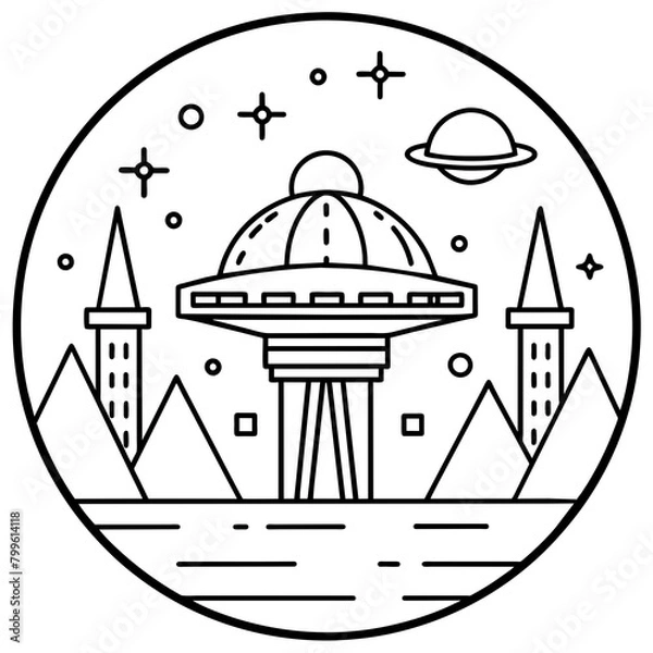 Fototapeta retro futuristic spaceport design Latest and Premium Vector Design and illustration
