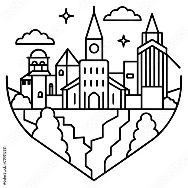 Fototapeta surreal cityscape design hand drawn vector illustration of a city Latest and Premium Vector Design and illustration