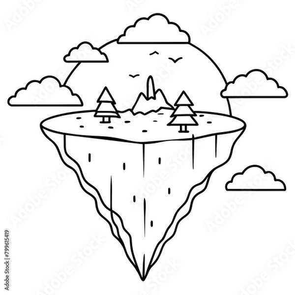 Fototapeta surreal floating island illustration of a landscape Latest and Premium Vector Design and illustration