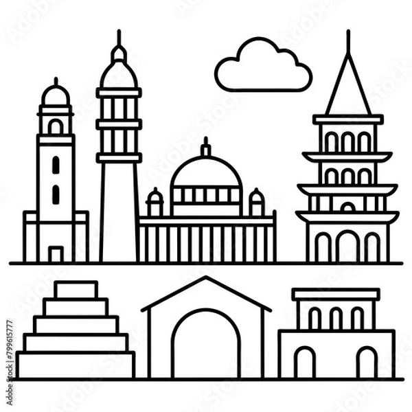 Fototapeta vector illustrations of famous Place Latest and Premium Vector Design and illustration