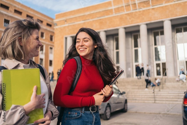 Obraz two student girls leaving class