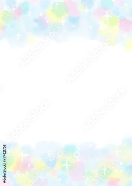 Fototapeta 夏の雰囲気の水彩の水玉のフレーム背景