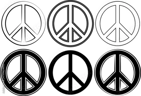 Obraz Simple peace sign flat vector icons or design template. peace sign icon on plain white background.