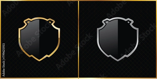 Obraz Luxury golden black metallic badges and labels modern heraldic shield design