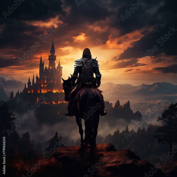 Obraz 마법의성을 바라보는 성기사