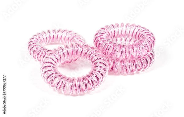 Fototapeta elastic rubber bands for hair isolated on a white background.