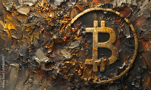 Fototapeta bitcoin logo for web banner design for web wallpaper copy space