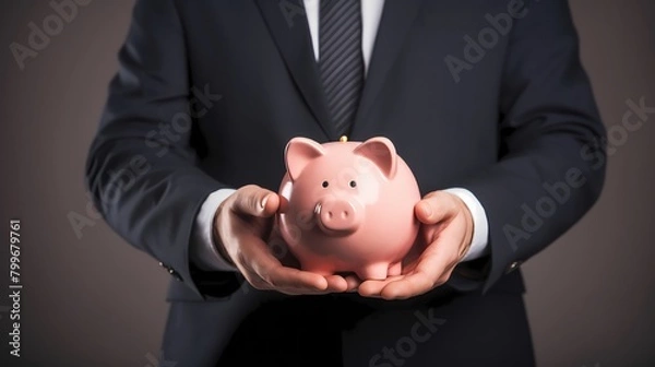 Obraz businessman with piggy bank