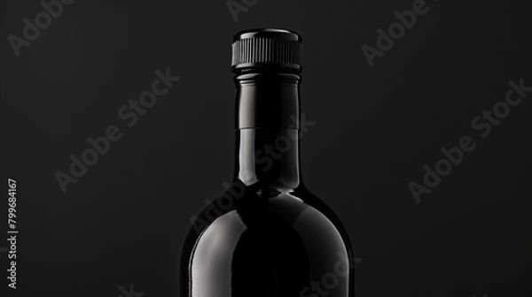 Obraz black bottle on black background created with Generative Ai technology	