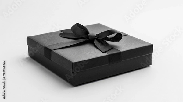 Obraz Elegant black gift on white background created with Generative Ai technology	