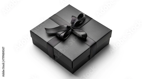 Obraz Elegant black gift on white background created with Generative Ai technology	
