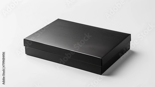 Obraz Elegant black gift on white background created with Generative Ai technology	