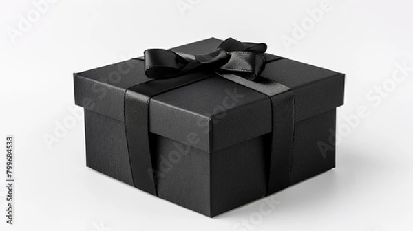 Obraz Elegant black gift on white background created with Generative Ai technology	