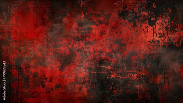 Obraz old red christmas background, vintage grunge dirty texture, distressed weathered worn surface, dark black red paper, horror theme