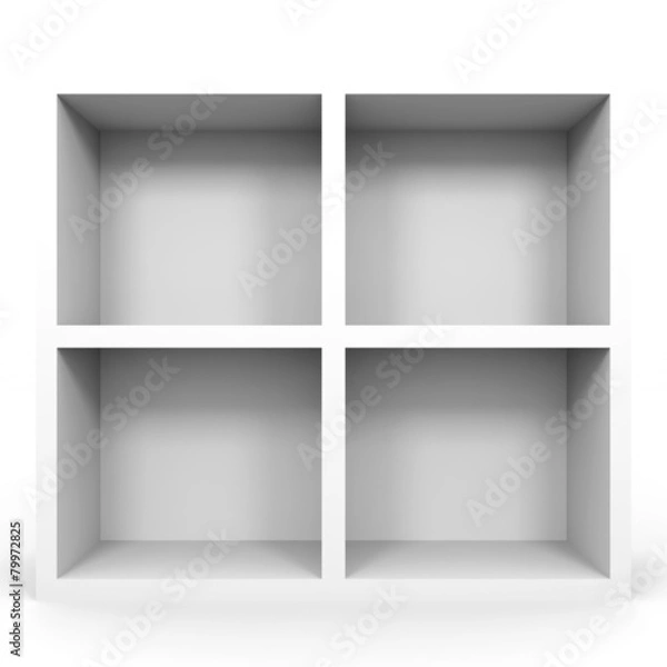 Fototapeta Empty bookshelf on white.