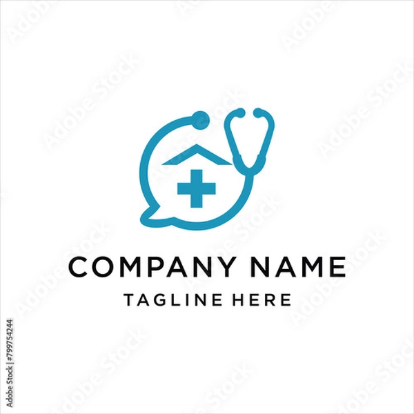 Obraz Doctor house logo design with stethoscope icon, design inspiration, vector