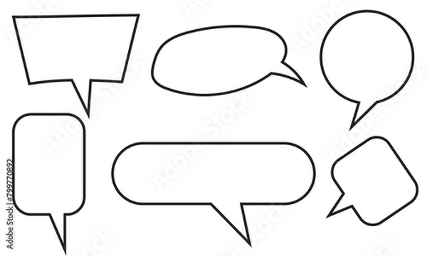 Obraz hand drawn chat bubbles and circular oval frames set. Hand drawn chat bubbles and circular oval frames set. Vector illustration. Empty speech bubbles for messages or reminders.