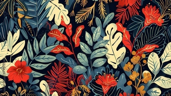 Fototapeta Retro ornate print pattern illustration poster background