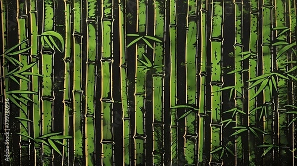 Obraz Dense bamboo forest illustration poster background