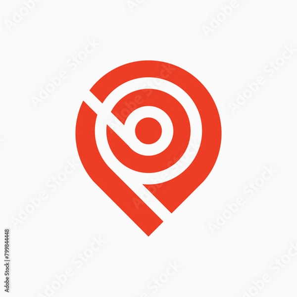 Fototapeta Letter P and B Pin Logo
