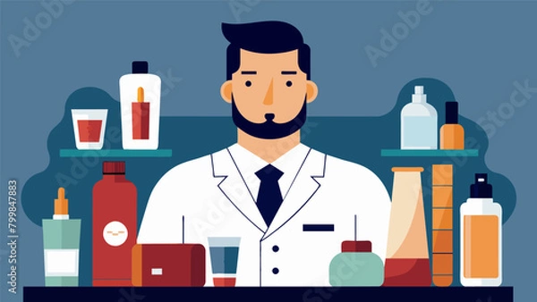 Fototapeta A ritzy hotel offers a range of deluxe mens skincare amenities elevating the grooming experience for its elite guests..