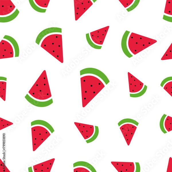 Obraz Watermelon Slice Seamless Pattern Background. EPS 10 Vector