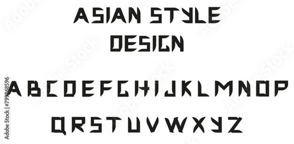 Fototapeta Asian style Font Design isolated white background. Letters collection in trend Geometric Hand Drawn style. Grunge Artistic vector can used Typography Design. EPS 10