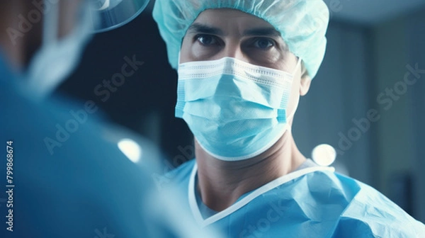Fototapeta A close-up of a surgeon in an operating room