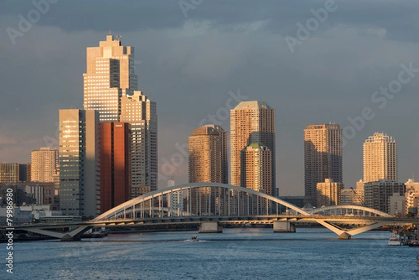 Fototapeta 黄昏の築地大橋