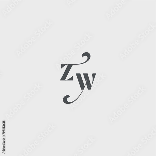 Fototapeta ZW letter simple and minimalism Classy black fashion beauty monogram initial logo