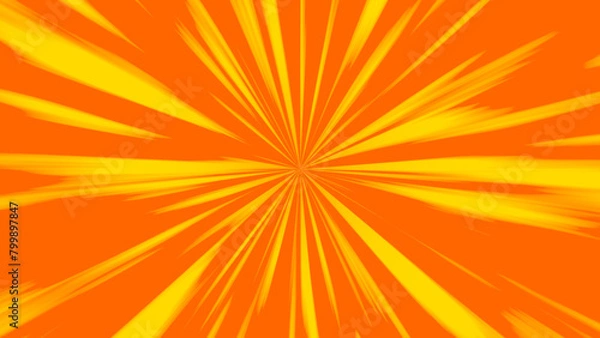 Obraz 太い線　放射状の抽象的背景　黄色　オレンジ色