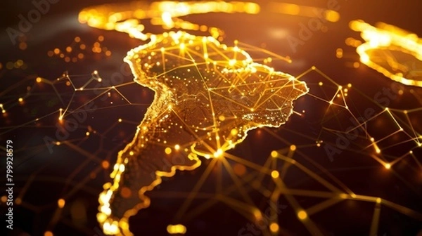 Obraz Shimmering digital lines trace the vibrant networks and bustling connectivity across Latin America.