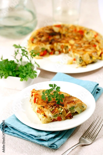 Obraz Broad beans omelet.