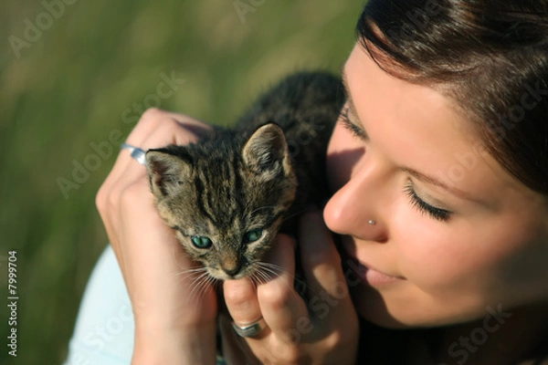 Fototapeta Frau mit Katze