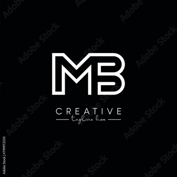 Fototapeta Creative Unique Letter MB BM Initial Based Stylish Line Logo Design Vector.